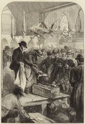 Eine Fischauktion auf dem Columbia-Markt