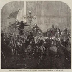 Im Inneren von Paris, Rote Republikaner brechen in den Ratssaal der provisorischen Regierung im Hotel De Ville ein