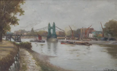 Hammersmith-Brücke - die gegenwärtige - nach 1887 - Blick von der Surrey-Seite