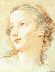 Der Kopf eines Mädchens, das nach links schaut