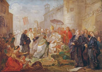 Der feierliche Einzug von Monseigneur Nicolas-Joseph de Paris als Bischof von Orleans im Jahr 734, 1745