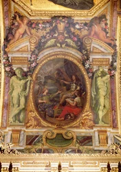 Wiederherstellung der finanziellen Ordnung im Jahr 1662, Deckenmalerei aus der Galerie des Glaces