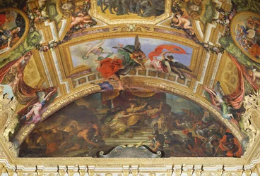 Das Bündnis von Deutschland und Spanien mit Holland, 1672, Deckenmalerei aus der Galerie des Glaces