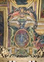 Die Gründung des Hôtel Royal des Invalides im Jahr 1674, Deckenmalerei aus der Galerie des Glaces