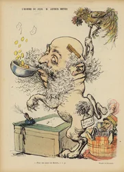Karikatur des französischen Journalisten Arthur Meyer. Illustration für Le Rire