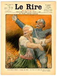 Cover von „Das rote Lachen“, satirisch in Farben