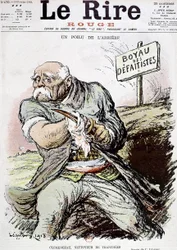 Georges Clemenceau, französischer Politiker, Karikatur von Leandre, die ihn als Reiniger der Schützengräben zeigt, veröffentlicht in der Zeitung Le Rire am 16. Februar 1918