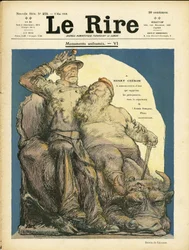 Illustration von Charles Leandre (1862-1934) für das Cover von Le Rire, 09/05/08 - Armee - Vache, Cherie Henry (1867-1936)