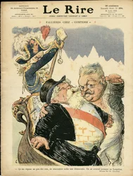 Illustration von Charles Leandre (1862-1934) für das Cover von Le Rire, 20/08/10 - Fallieres bei der Gräfin - Italien, Präsident der Republik, Hut, Identifikator, Venedig - Fallieres Armand (1841-1931)