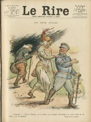 Illustration von Charles Leandre (1862-1934) für das Cover von Le Rire, 24/06/22 - Die zwei Führer - England Großbritannien, Europa, Präsident der Republik, Frieden, Hut - Poinsare Raymond, David Lloyd George (1863-1945)
