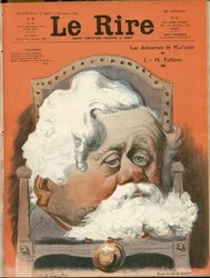 Illustration von Charles Leandre (1862-1934) für das Titelblatt von Le Rire, Nr. 149, 09/12/05 - Präsident der Republik, Sessel (Symbol der Macht) - Fallières Armand (1841-1931)
