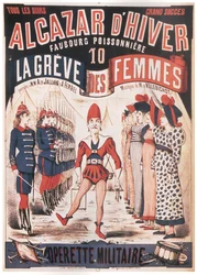 Plakat für die Operette La Grève des femmes von A. de Villebichot, 1879-1880