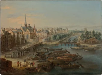 Ansicht des Arsenals, des Hafens Saint Paul und des Quai des Célestins in Paris, 1730er Jahre