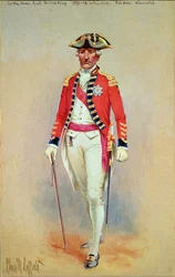 Sir William Howe, Oberbefehlshaber der britischen Armee (1776-78) in voller Montur abgestiegen