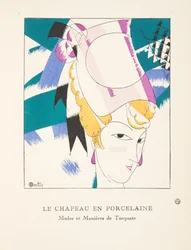 Le Chapeau en Porcelaine, aus einer Sammlung von Modeplatten, 1920 (Pochoir-Druck)