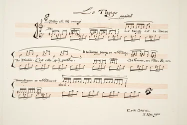 Musikalische Partitur für Le Tango, aus Sports & Divertissements, veröffentlicht 1914