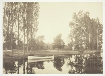 Ohne Titel, ca. 1850. [Boot auf einem See im Bois de Boulogne, einem Park in Paris]