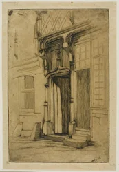 Tür eines alten Klosters in der Rue Mirabeau, Bourges