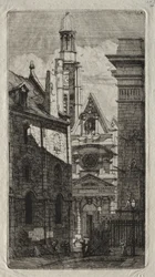 Radierungen von Paris: Kirche St. Stephan auf dem Berg