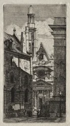 Radierungen von Paris: Kirche St. Stephan auf dem Berg