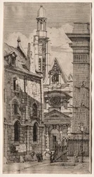 Radierungen von Paris: Kirche St. Stephan des Berges