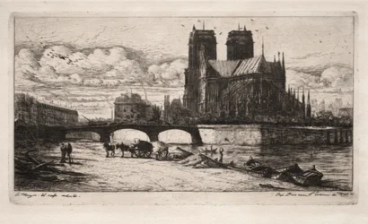 Radierungen von Paris: Die Apsis der Kathedrale Notre Dame, 1854