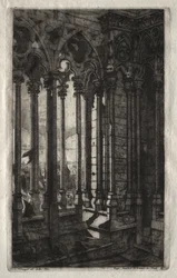 Radierungen von Paris: Die Galerie von Notre Dame