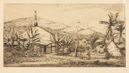 Neukaledonien: Große einheimische Hütte auf dem Weg von Balade nach Puebo, 1845