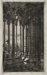 Radierungen von Paris: Die Galerie von Notre Dame