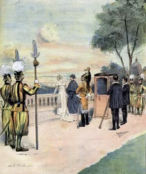 Papst Leo XIII. in den Vatikanischen Gärten im Jahr 1893 (Zeichnung von Mr. CH Morel)