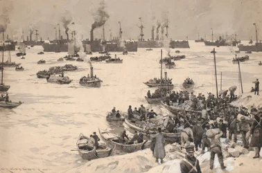 Japanische Truppen landen 1905 in Korea