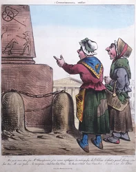 Karikatur der Errichtung des Obelisken auf der Place de la Concorde, ca. 1831