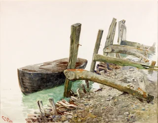 Dinghy nähert sich einem Steg