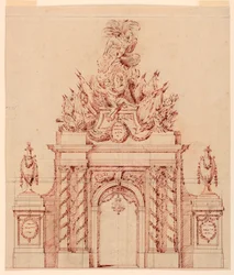 Entwurf für eine gemalte Dekoration zu Ehren eines französischen Generals, der Gouverneur eines Kronprinzen war