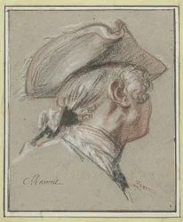 Studie eines Kopfes (Studiekop, bepruikt und mit tricorne)