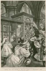 Die Wachseffigien in der Islip-Kapelle in der Westminster Abbey