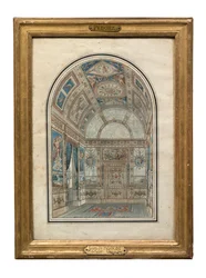 Zimmer in der Casa del Labrador, Königspalast von Aranjuez (Feder, Tinte & Aquarell auf Papier)