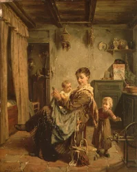 Cache-Cache, ein Innenraum mit Mutter und Kind
