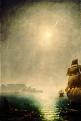 Mondlicht über Table Bay mit dem Großen Kometen von 1843