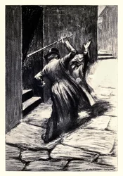"Schlug ihn zu Boden" aus "Der seltsame Fall des Dr. Jekyll und Mr. Hyde" von Robert Louis Stevenson