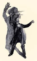Da stand Henry Jekyll aus Der seltsame Fall des Dr. Jekyll und Mr. Hyde von Robert Louis Stevenson (1850-1894) illustriert von Charles Raymond Macauley (1871-1934)