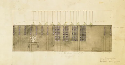 Entwurf für eine Wand, Tisch und Türen, 1905