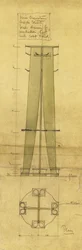 Design für einen Schirm-, Hut- und Kleiderständer, in Ansicht und Plan, ca. 1898-1899
