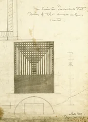 Entwurf für den Bestellschreibtischstuhl, in Ansicht und Plan gezeigt, 1904