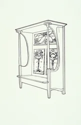 Linienzeichnung eines Möbels (ein Schrank), ca. 1910