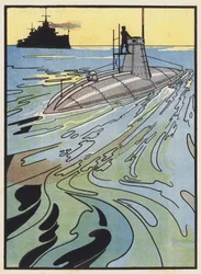 Ein U-Boot bereitet sich auf das Tauchen vor