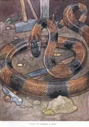 Fiel dazu, eine Feile zu lecken