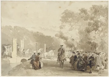 Kutsche des Prinzen, die von der Auffahrt von Huis ten Bosch fährt