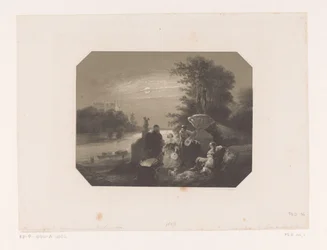 Männer und Frauen in Landschaft bei Mondlicht