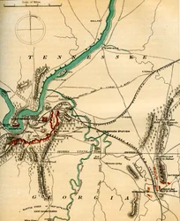 Karte von Chattanooga und seinen Verteidigungen, Tennessee, 1862-1867